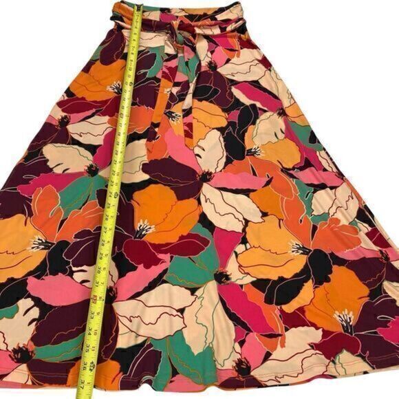 Veronica M. Maxi Skirt Womens Size XS Multicolor Geometric Tie Waistband Stretch - Picture 8 of 13